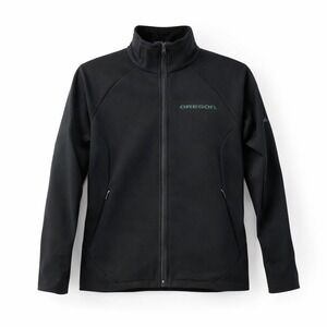 Columbia Oregon Ducks Softshell Jacket Women's S Green Logo Full Zip Black
